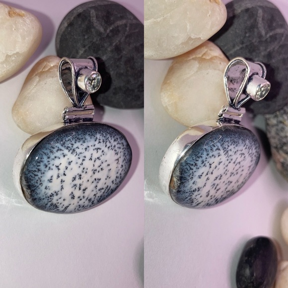 Elegant Dendritic Opal Gemstone Handmade Pendant - Picture 2 of 5